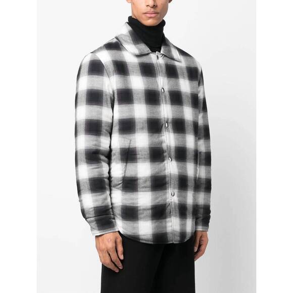 NEW SANDRO grunge check overshirt jacket in black/white